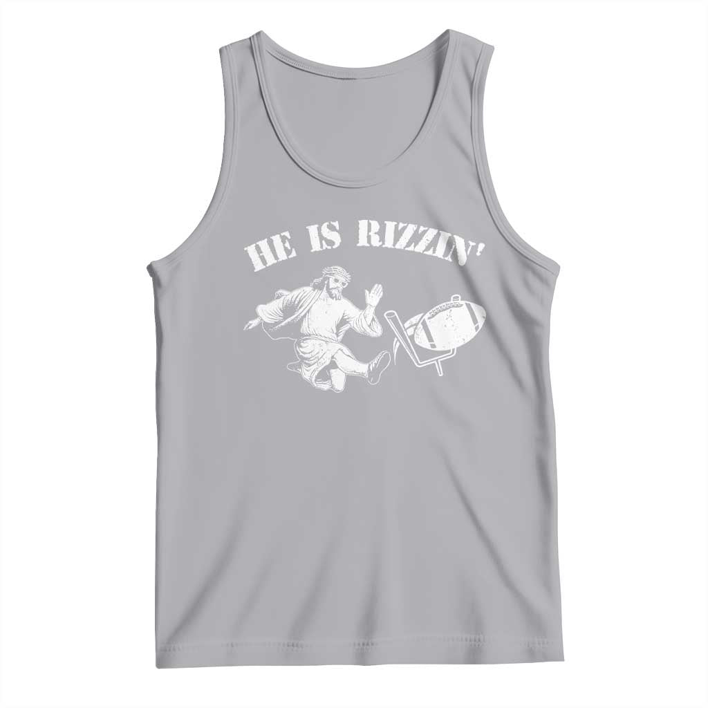 Funny Jesus American Football He Is Rizzin' Meme Tank Top