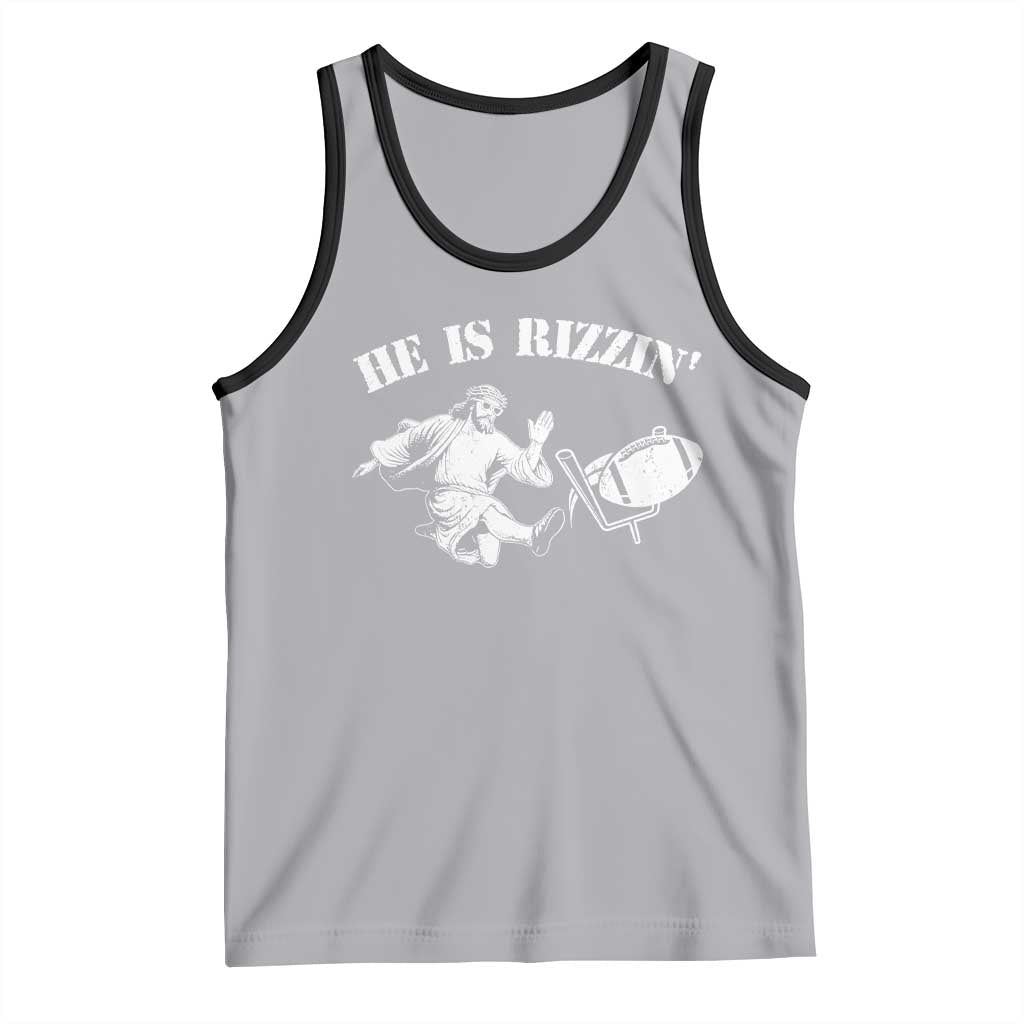 Funny Jesus American Football He Is Rizzin' Meme Tank Top