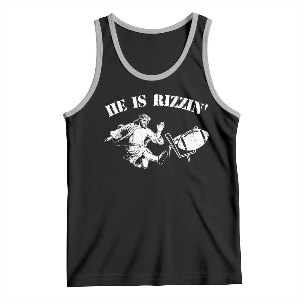 Funny Jesus American Football He Is Rizzin' Meme Tank Top