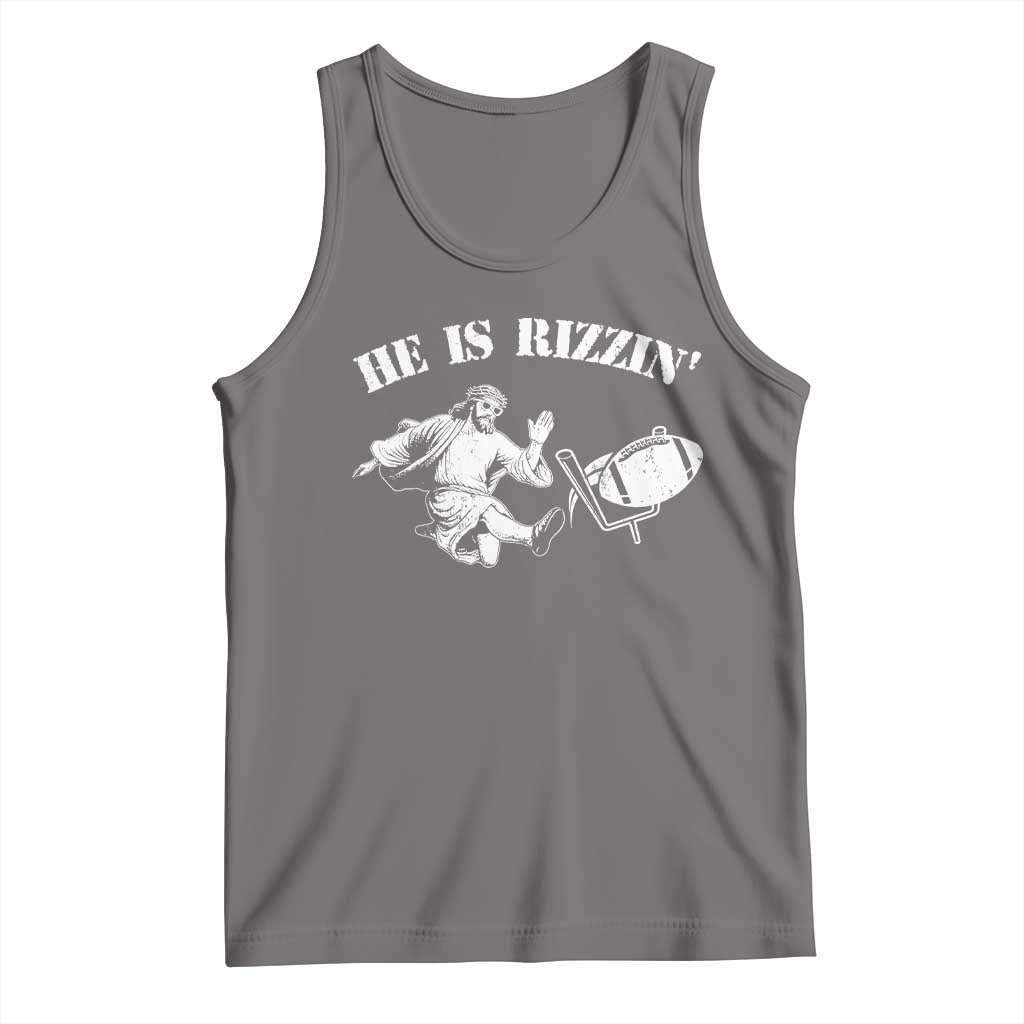 Funny Jesus American Football He Is Rizzin' Meme Tank Top
