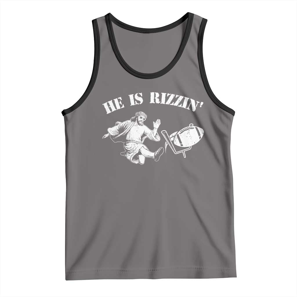 Funny Jesus American Football He Is Rizzin' Meme Tank Top