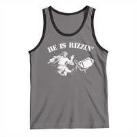 Funny Jesus American Football He Is Rizzin' Meme Tank Top