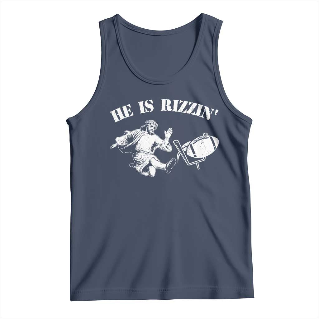 Funny Jesus American Football He Is Rizzin' Meme Tank Top