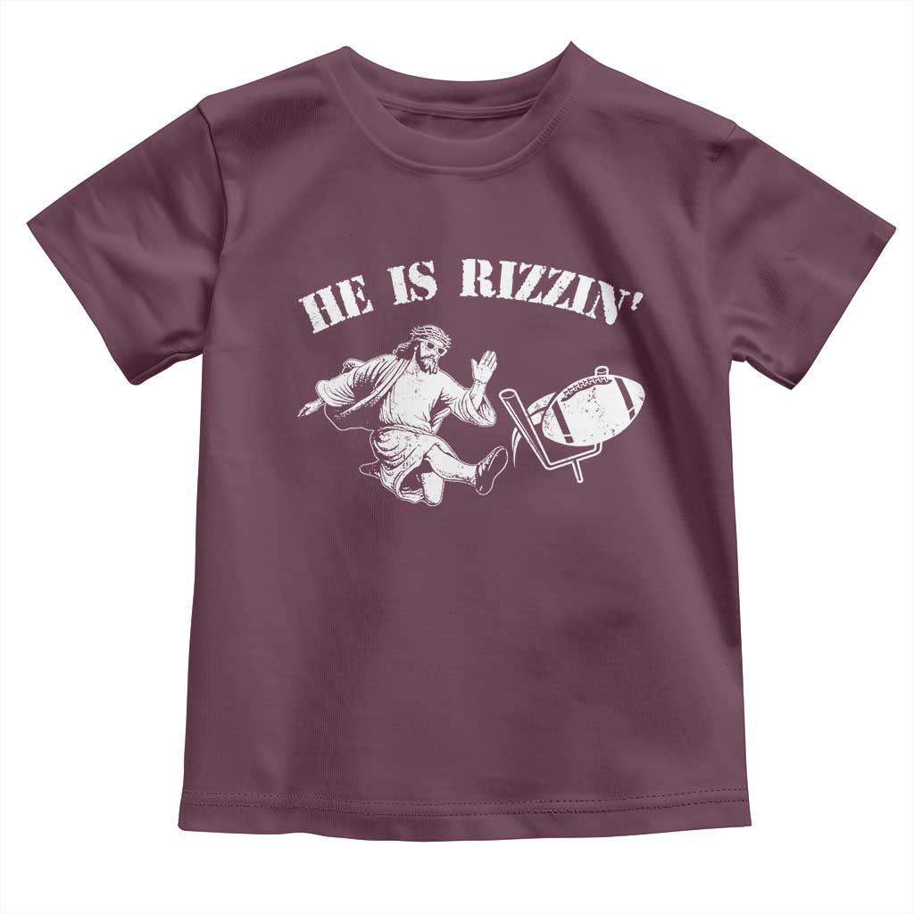 Funny Jesus American Football He Is Rizzin' Meme Toddler T Shirt