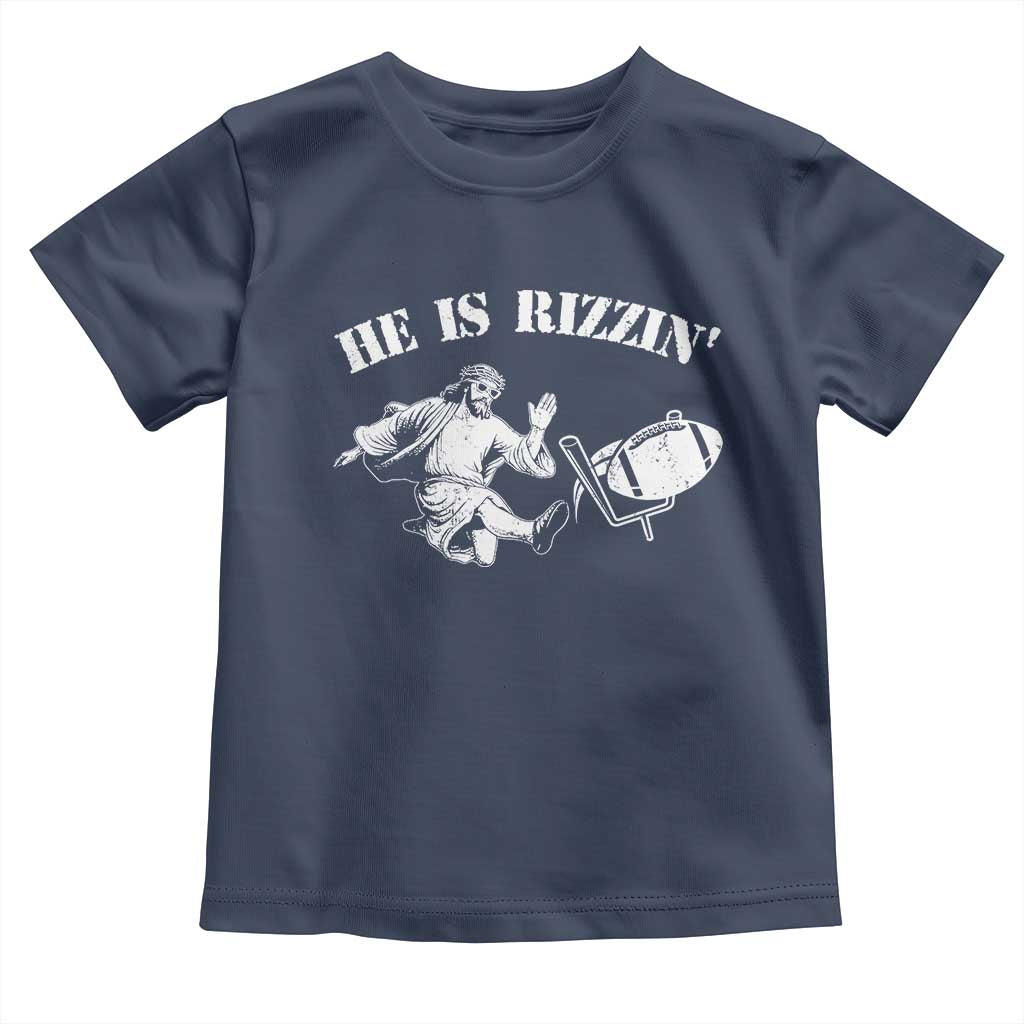 Funny Jesus American Football He Is Rizzin' Meme Toddler T Shirt