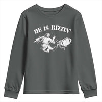 Funny Jesus American Football He Is Rizzin' Meme Youth Sweatshirt