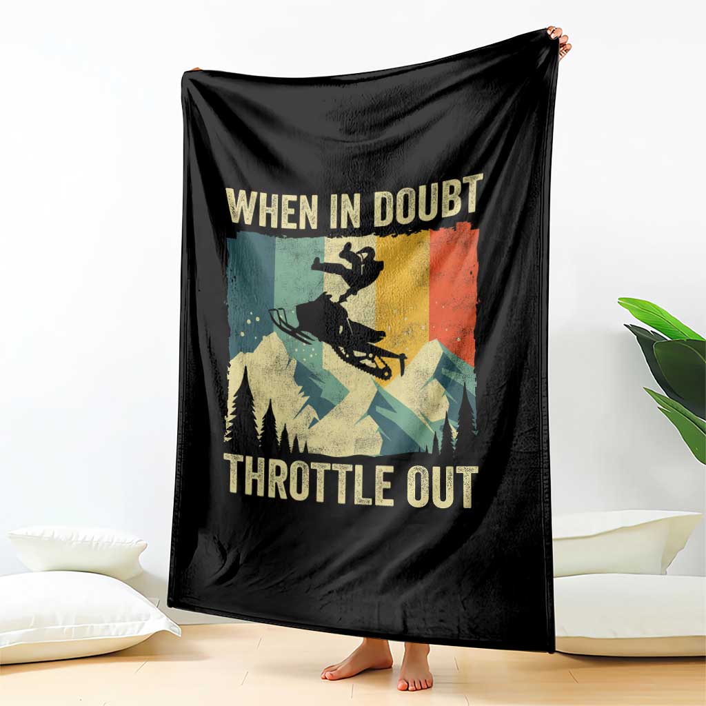 Funny Snowmobile Sled When In Doubt Throttle Out Throw Blanket Winter Sports - Wonder Print Shop