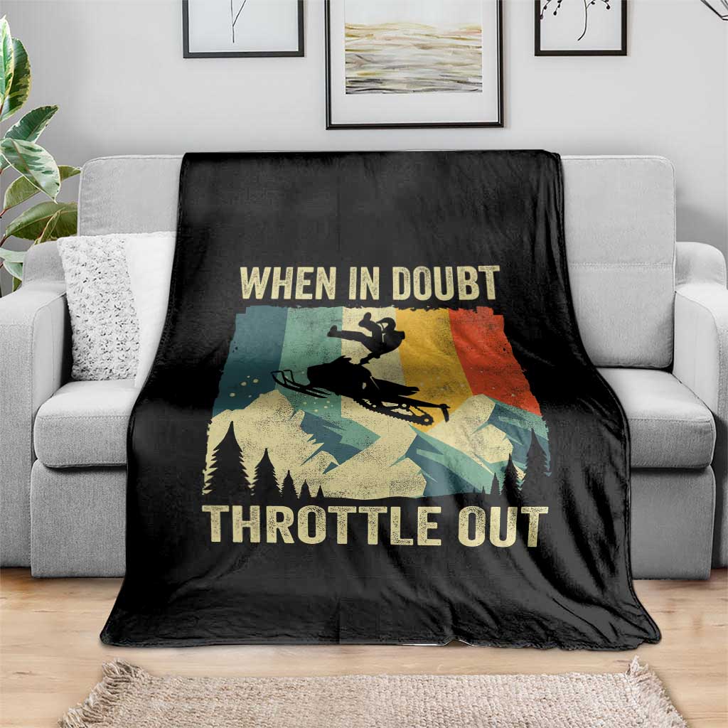 Funny Snowmobile Sled When In Doubt Throttle Out Throw Blanket Winter Sports - Wonder Print Shop