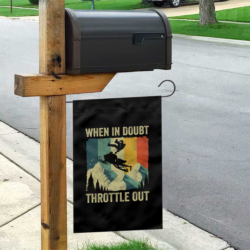 Funny Snowmobile Sled When In Doubt Throttle Out Garden Flag Winter Sports - Wonder Print Shop