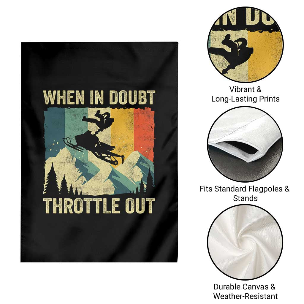 Funny Snowmobile Sled When In Doubt Throttle Out Garden Flag Winter Sports - Wonder Print Shop