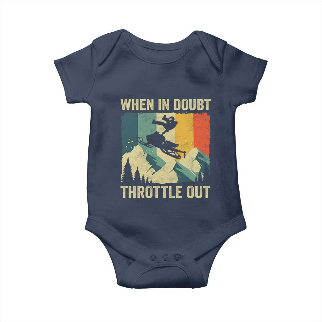 Funny Snowmobile Sled When In Doubt Throttle Out Baby Onesie Winter Sports - Wonder Print Shop
