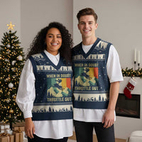 Funny Snowmobile Sled When In Doubt Throttle Out V-Neck Knit Sweater Vest Winter Sports - Wonder Print Shop