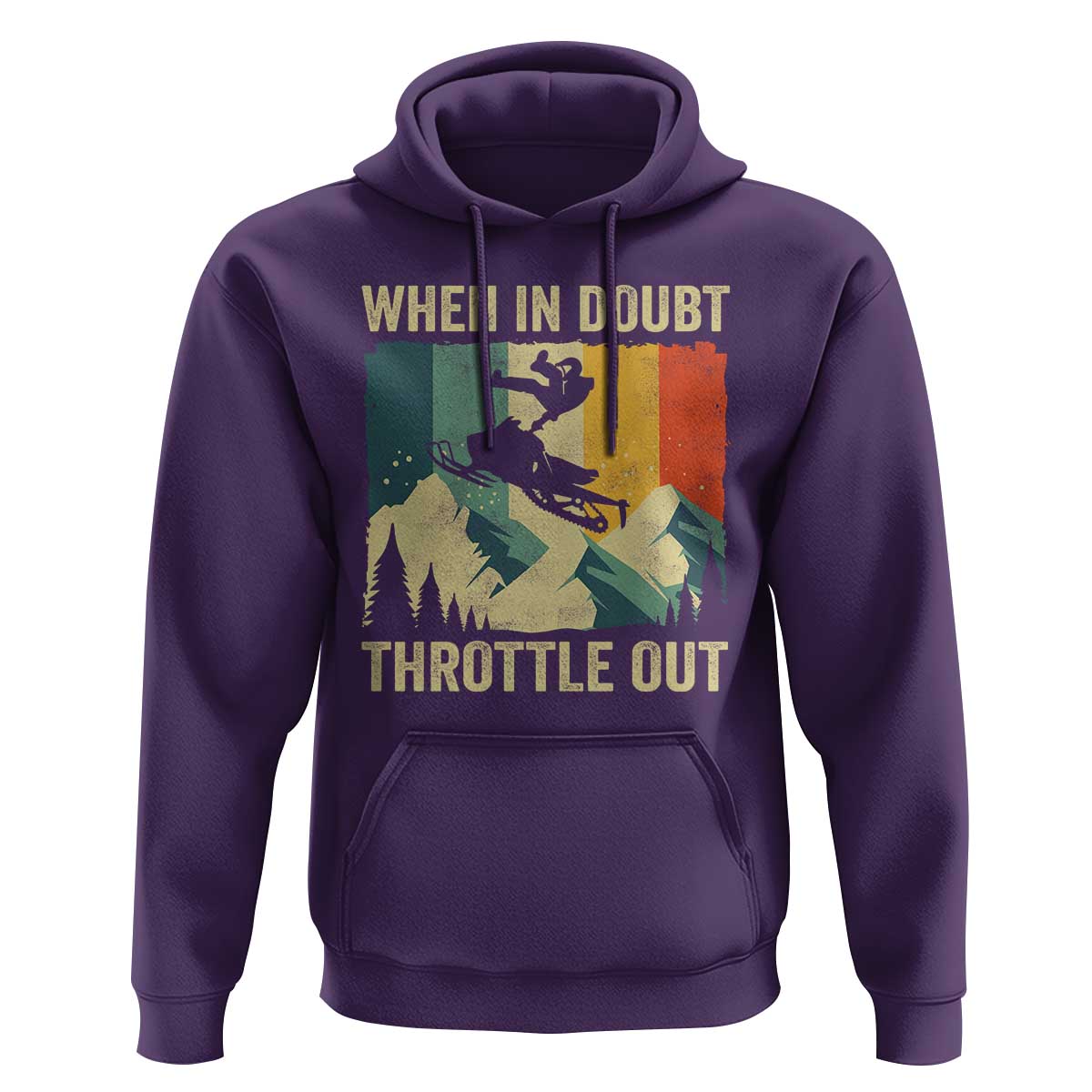 Funny Snowmobile Sled When In Doubt Throttle Out Hoodie Winter Sports - Wonder Print Shop