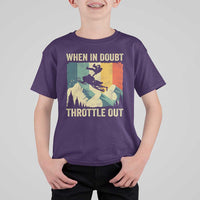 Funny Snowmobile Sled When In Doubt Throttle Out T Shirt For Kid Winter Sports - Wonder Print Shop