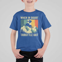 Funny Snowmobile Sled When In Doubt Throttle Out T Shirt For Kid Winter Sports - Wonder Print Shop