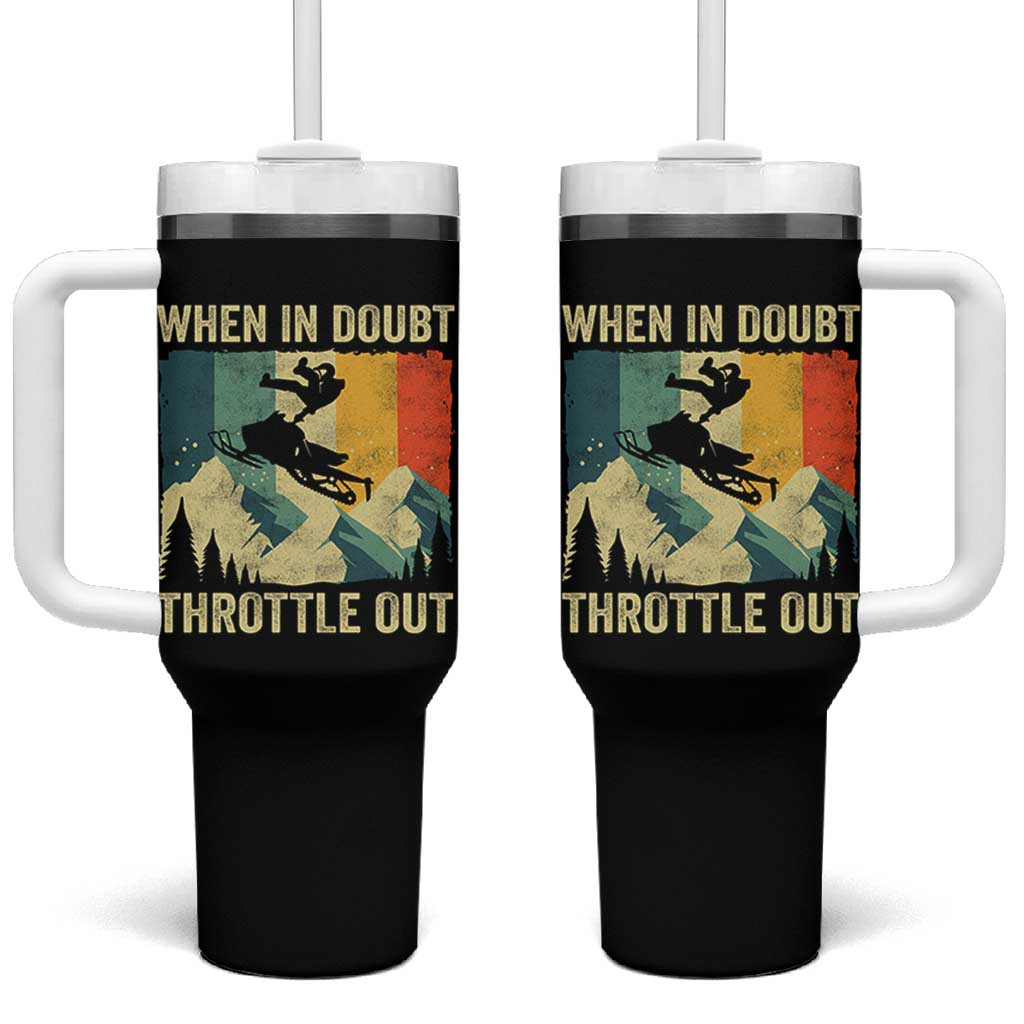 Funny Snowmobile Sled When In Doubt Throttle Out Tumbler With Handle Winter Sports - Wonder Print Shop
