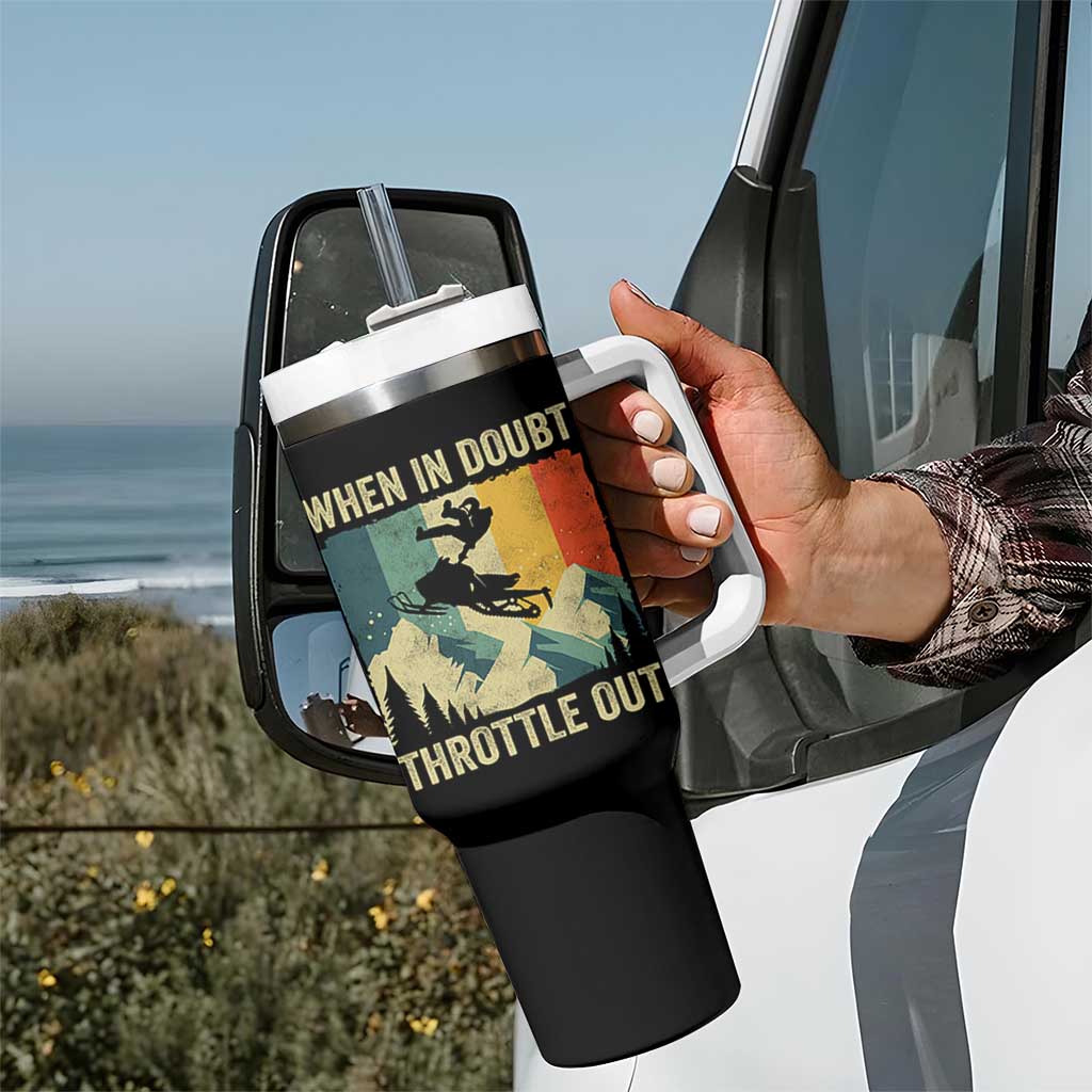 Funny Snowmobile Sled When In Doubt Throttle Out Tumbler With Handle Winter Sports - Wonder Print Shop