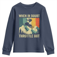 Funny Snowmobile Sled When In Doubt Throttle Out Youth Sweatshirt Winter Sports - Wonder Print Shop