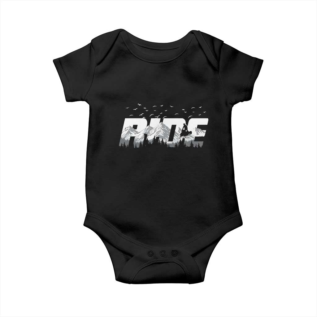 Snowmobile Ride Motor Sled Racing Winter Mountain Sports Fan Baby Onesie - Wonder Print Shop