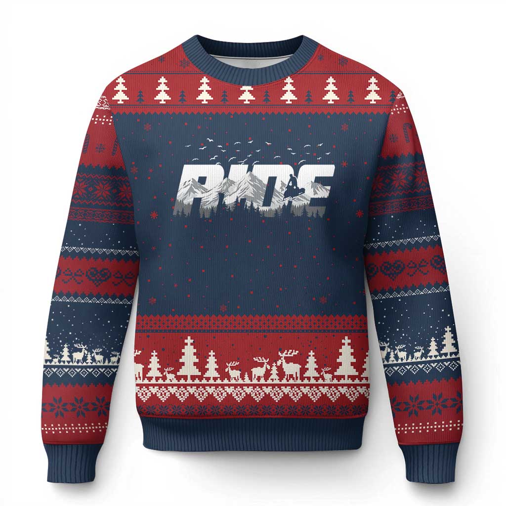 Snowmobile Ride Motor Sled Racing Winter Mountain Sports Fan Ugly Christmas Sweater - Wonder Print Shop