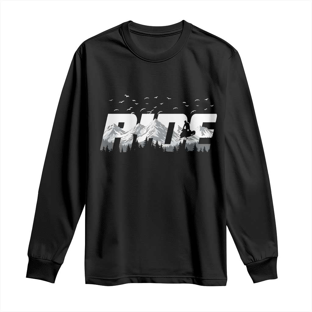 Snowmobile Ride Motor Sled Racing Winter Mountain Sports Fan Long Sleeve Shirt - Wonder Print Shop