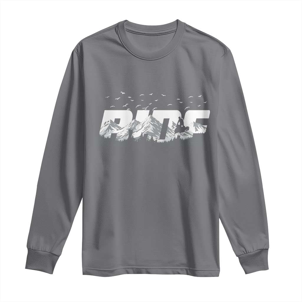 Snowmobile Ride Motor Sled Racing Winter Mountain Sports Fan Long Sleeve Shirt - Wonder Print Shop