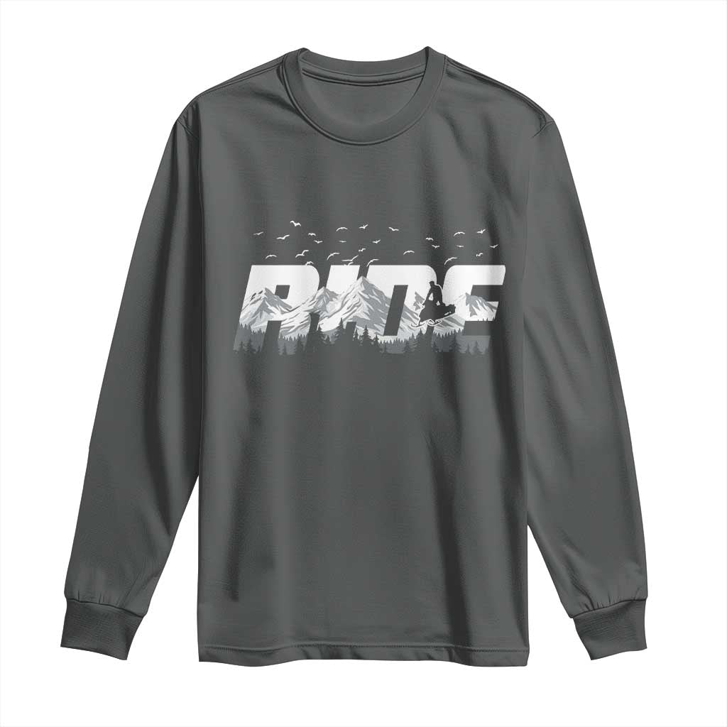 Snowmobile Ride Motor Sled Racing Winter Mountain Sports Fan Long Sleeve Shirt - Wonder Print Shop