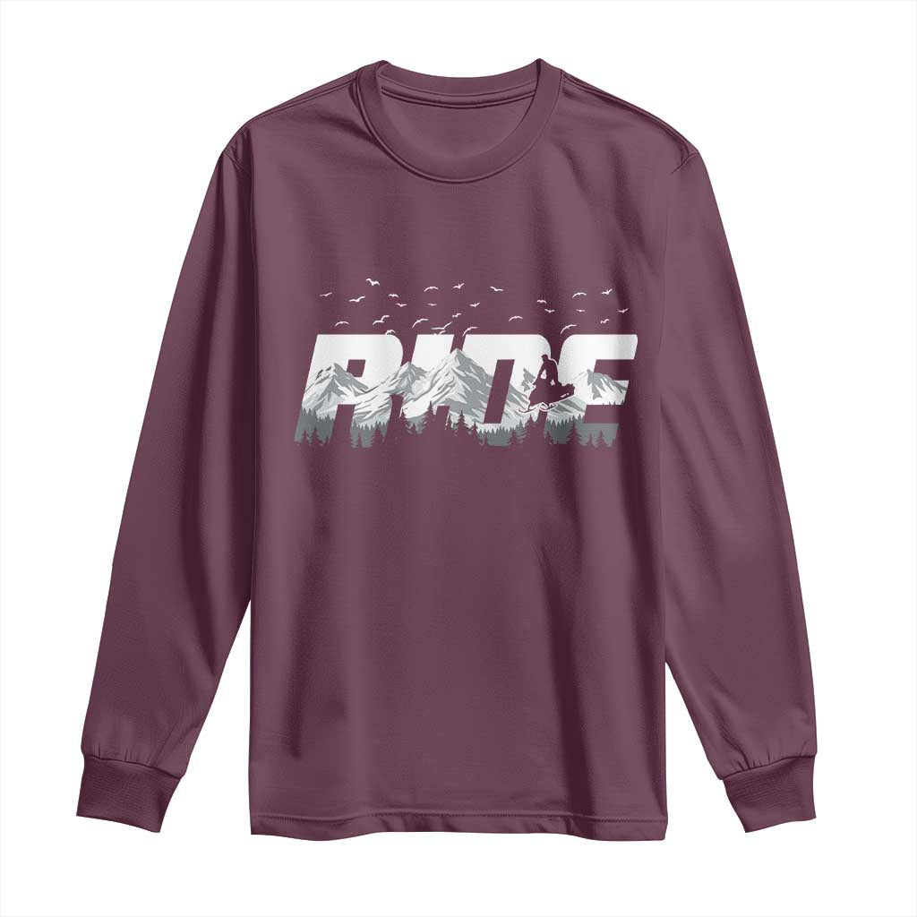 Snowmobile Ride Motor Sled Racing Winter Mountain Sports Fan Long Sleeve Shirt - Wonder Print Shop