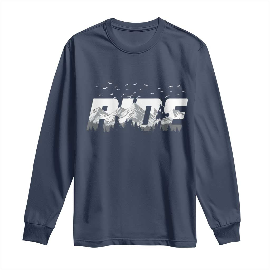Snowmobile Ride Motor Sled Racing Winter Mountain Sports Fan Long Sleeve Shirt - Wonder Print Shop