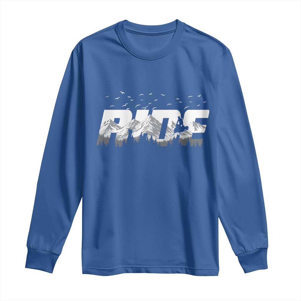 Snowmobile Ride Motor Sled Racing Winter Mountain Sports Fan Long Sleeve Shirt - Wonder Print Shop