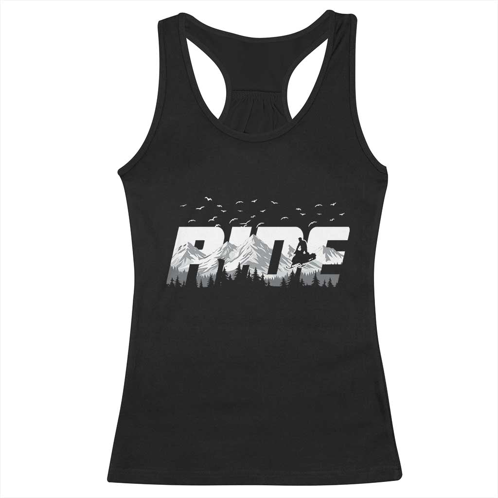 Snowmobile Ride Motor Sled Racing Winter Mountain Sports Fan Racerback Tank Top - Wonder Print Shop