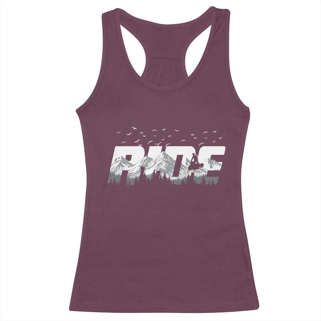 Snowmobile Ride Motor Sled Racing Winter Mountain Sports Fan Racerback Tank Top - Wonder Print Shop