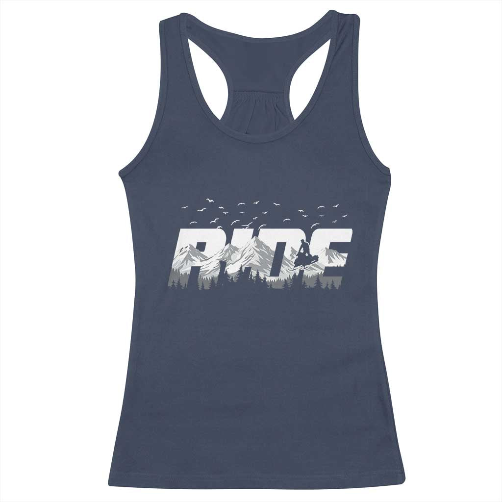 Snowmobile Ride Motor Sled Racing Winter Mountain Sports Fan Racerback Tank Top - Wonder Print Shop