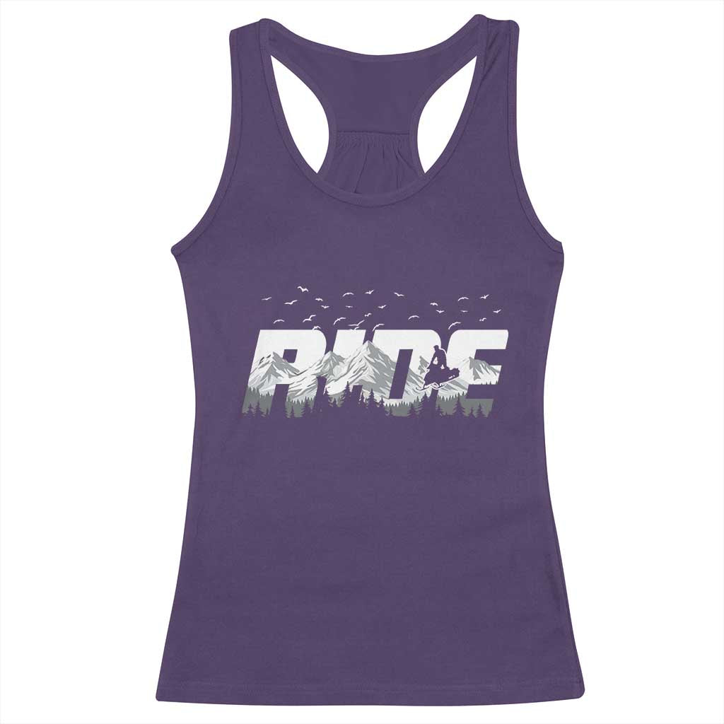 Snowmobile Ride Motor Sled Racing Winter Mountain Sports Fan Racerback Tank Top - Wonder Print Shop