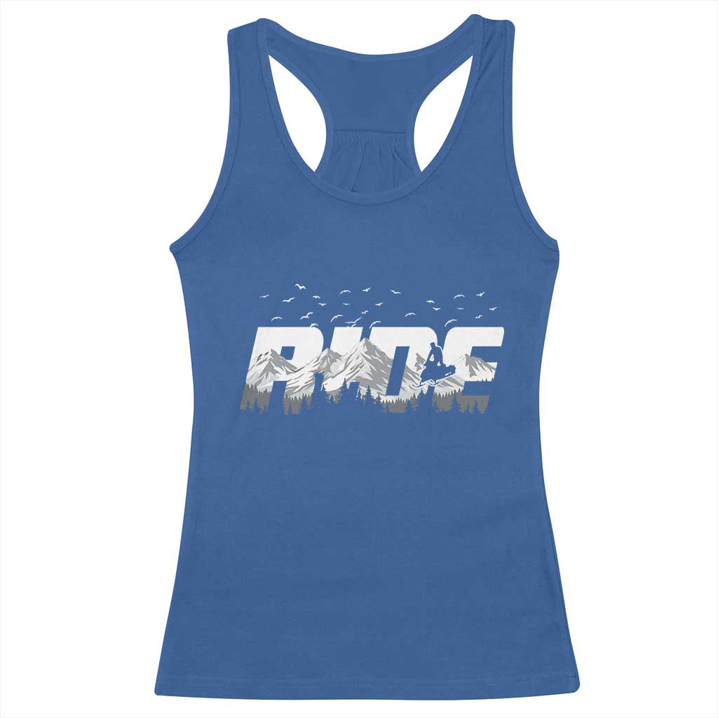 Snowmobile Ride Motor Sled Racing Winter Mountain Sports Fan Racerback Tank Top - Wonder Print Shop