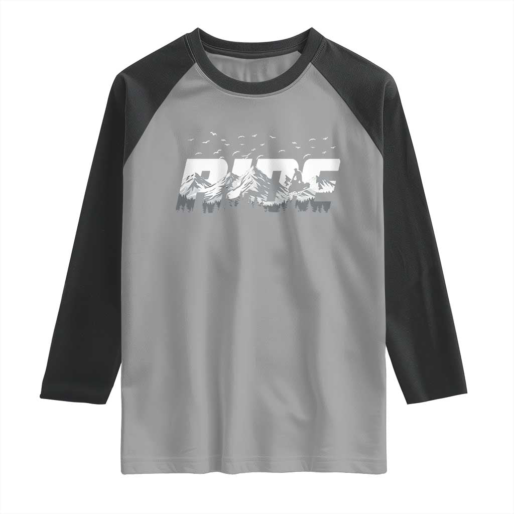 Snowmobile Ride Motor Sled Racing Winter Mountain Sports Fan Raglan Shirt - Wonder Print Shop