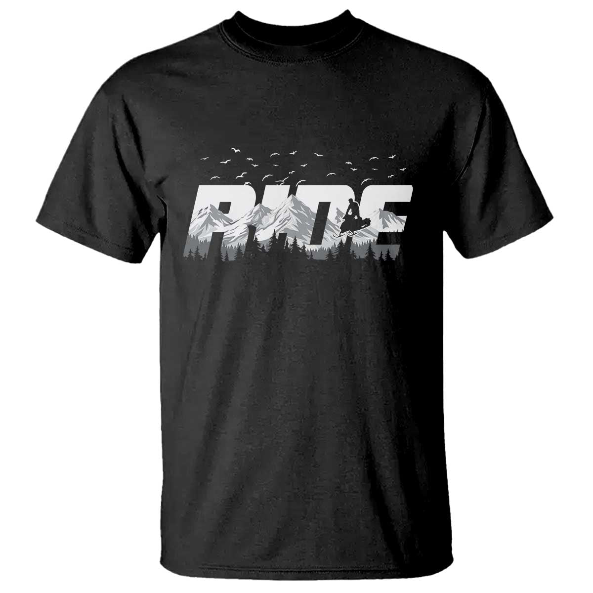 Snowmobile Ride Motor Sled Racing Winter Mountain Sports Fan T Shirt - Wonder Print Shop
