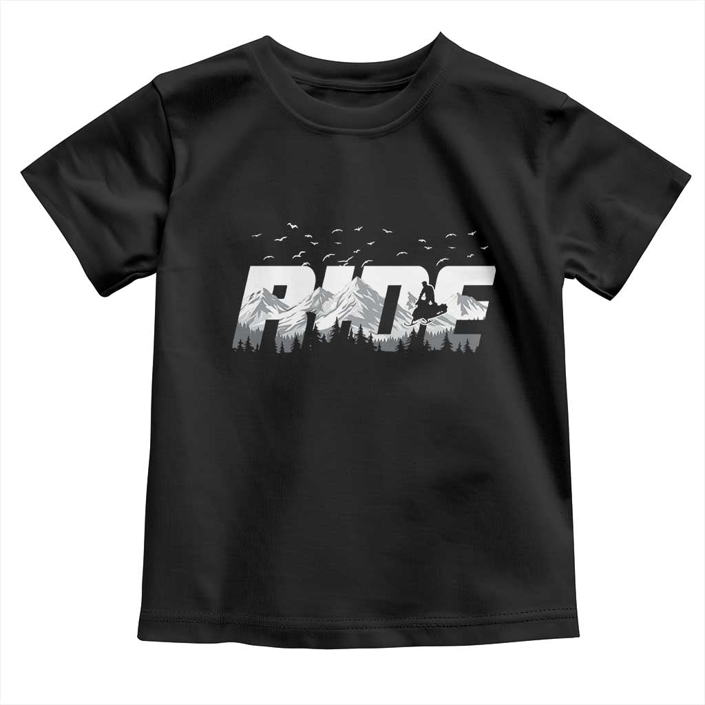 Snowmobile Ride Motor Sled Racing Winter Mountain Sports Fan Toddler T Shirt - Wonder Print Shop