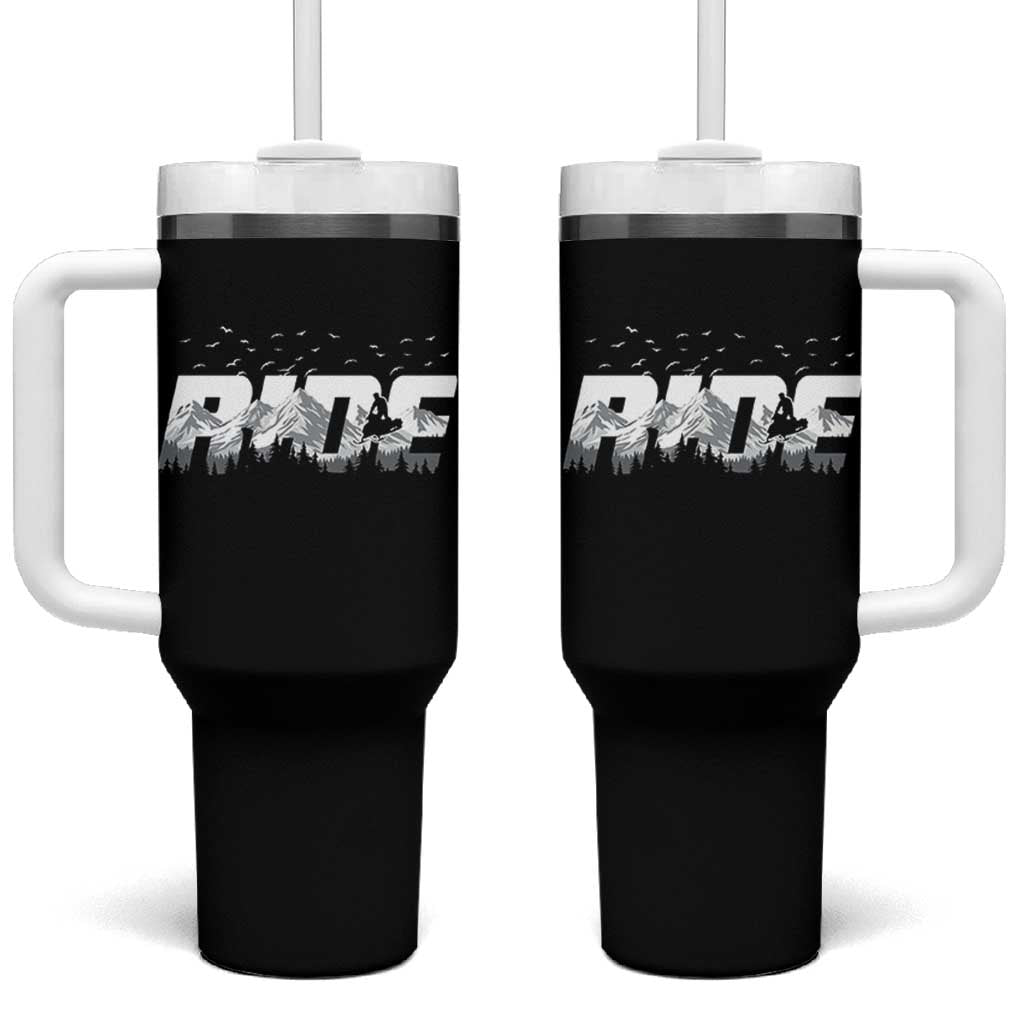 Snowmobile Ride Motor Sled Racing Winter Mountain Sports Fan Tumbler With Handle - Wonder Print Shop