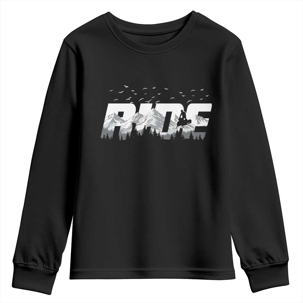Snowmobile Ride Motor Sled Racing Winter Mountain Sports Fan Youth Sweatshirt - Wonder Print Shop