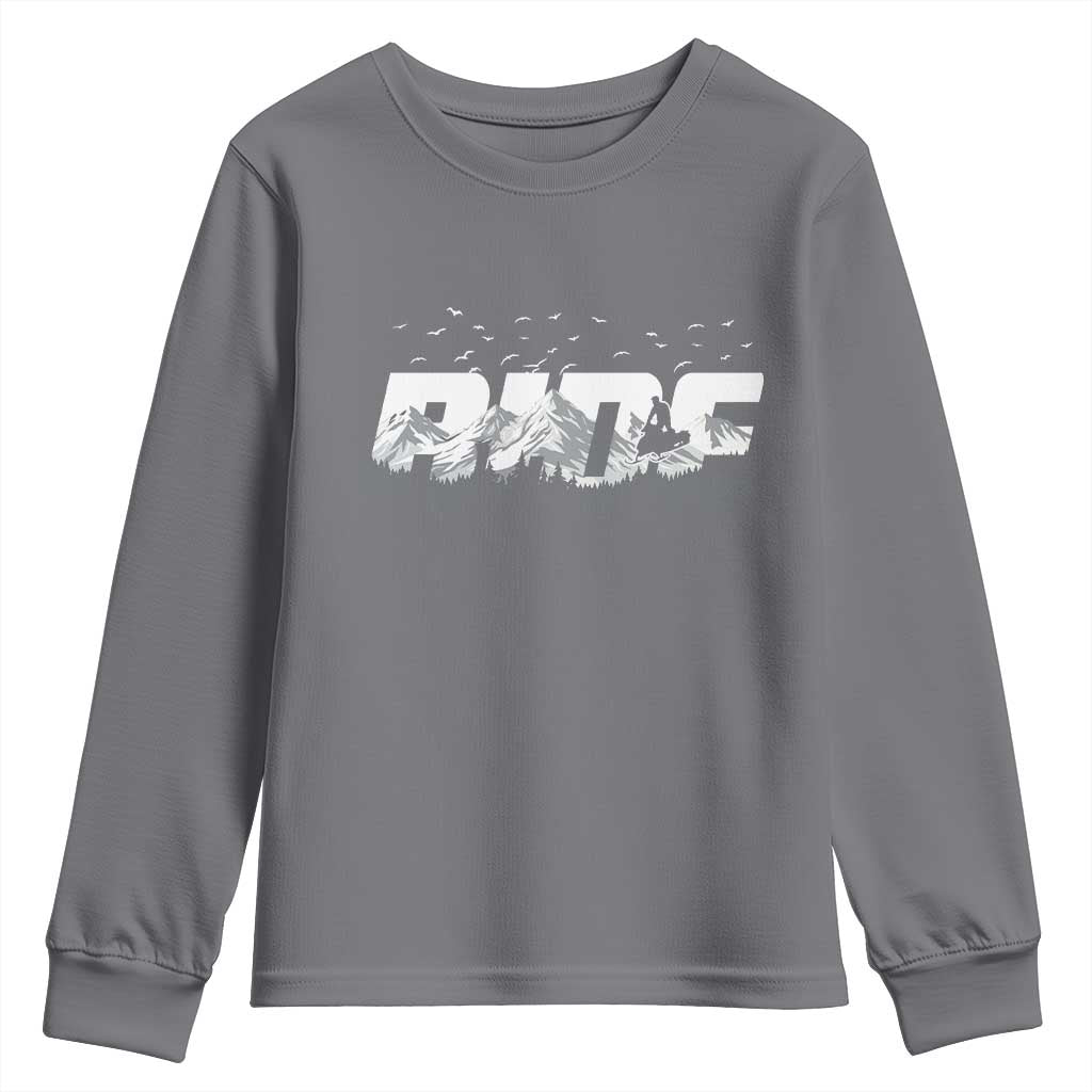 Snowmobile Ride Motor Sled Racing Winter Mountain Sports Fan Youth Sweatshirt - Wonder Print Shop