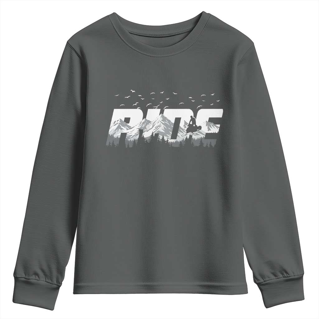 Snowmobile Ride Motor Sled Racing Winter Mountain Sports Fan Youth Sweatshirt - Wonder Print Shop
