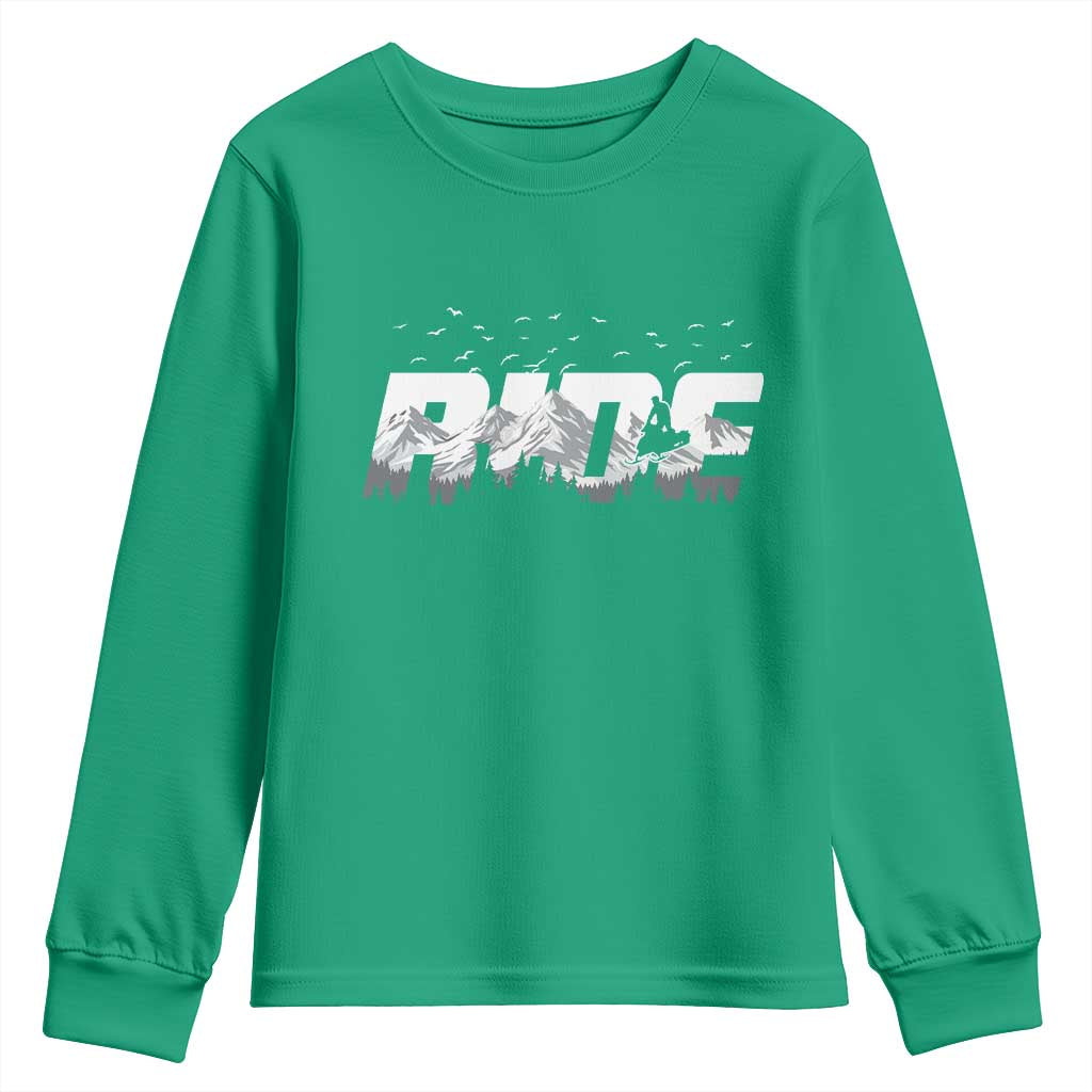 Snowmobile Ride Motor Sled Racing Winter Mountain Sports Fan Youth Sweatshirt - Wonder Print Shop