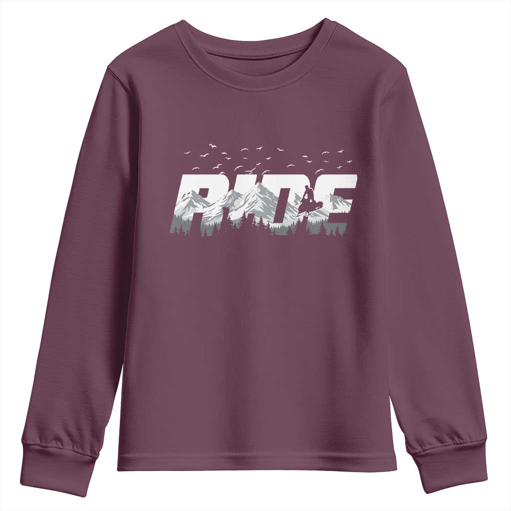 Snowmobile Ride Motor Sled Racing Winter Mountain Sports Fan Youth Sweatshirt - Wonder Print Shop