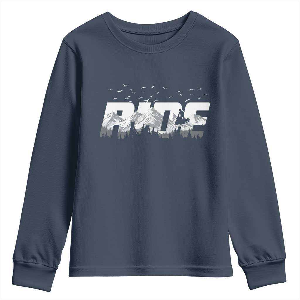 Snowmobile Ride Motor Sled Racing Winter Mountain Sports Fan Youth Sweatshirt - Wonder Print Shop
