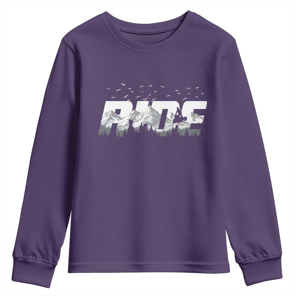 Snowmobile Ride Motor Sled Racing Winter Mountain Sports Fan Youth Sweatshirt - Wonder Print Shop