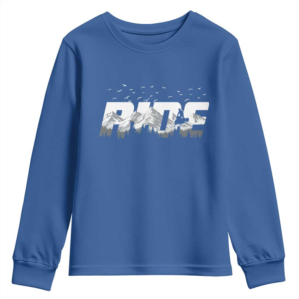 Snowmobile Ride Motor Sled Racing Winter Mountain Sports Fan Youth Sweatshirt - Wonder Print Shop