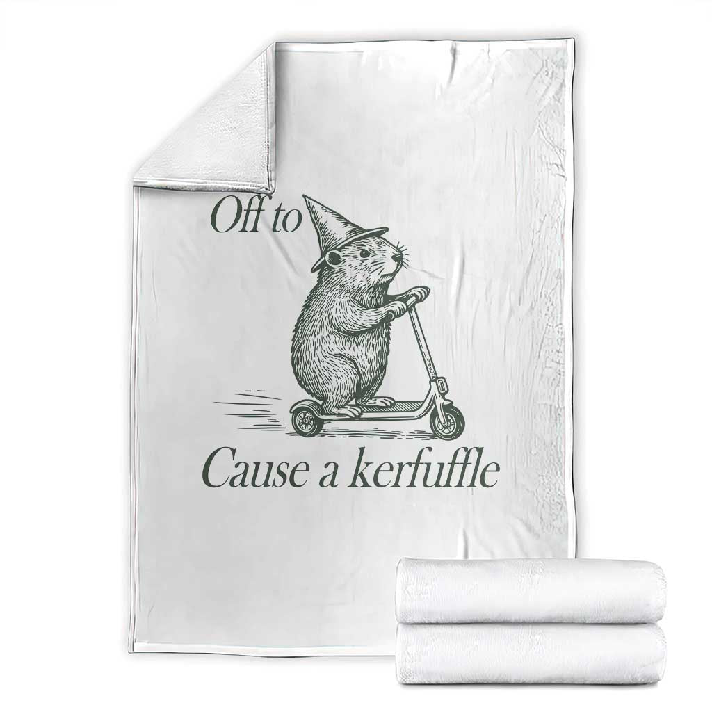 Off To Cause A Kerfuffle Throw Blanket Funny Groundhog Scooter Chaos - Wonder Print Shop