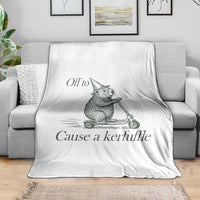 Off To Cause A Kerfuffle Throw Blanket Funny Groundhog Scooter Chaos - Wonder Print Shop