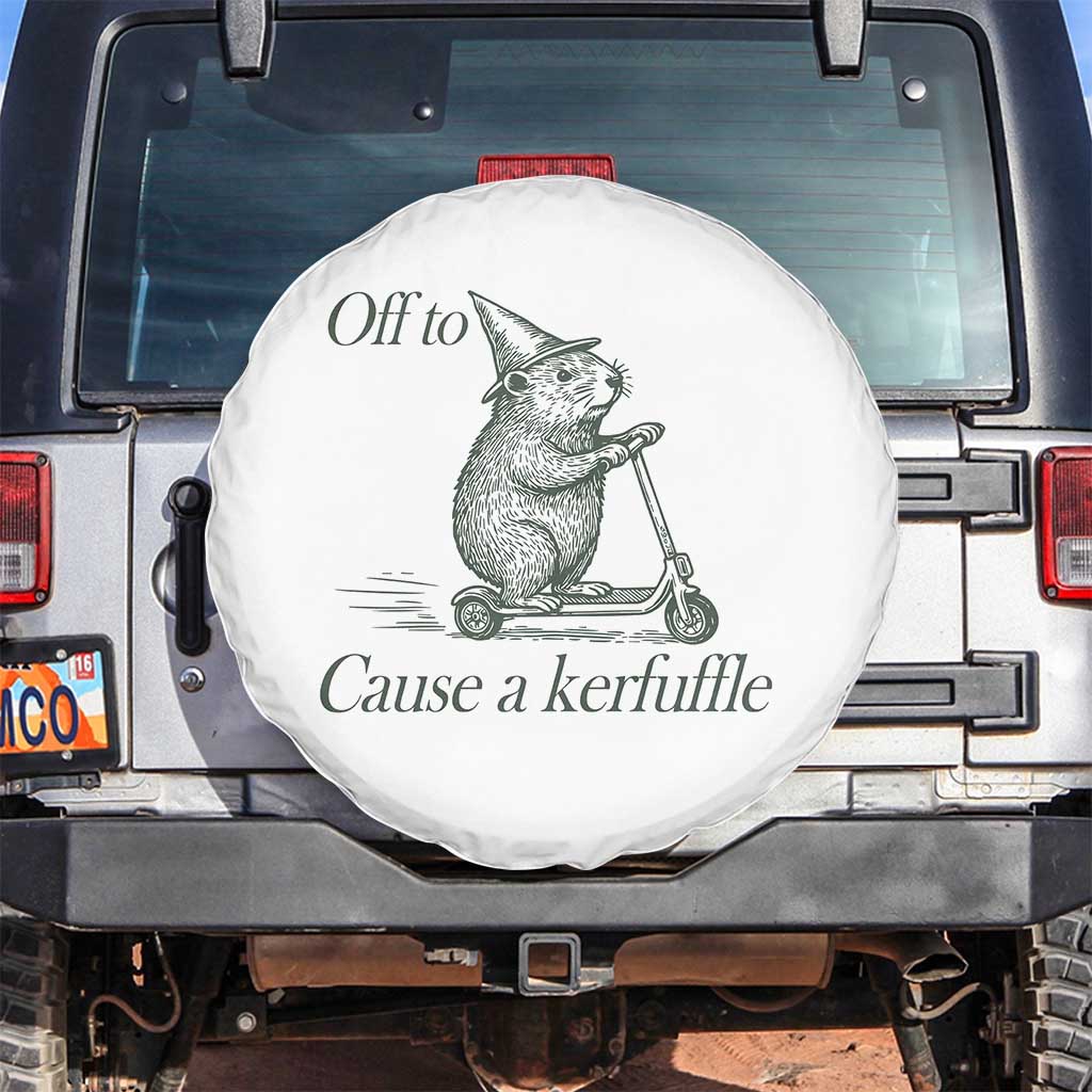 Off To Cause A Kerfuffle Spare Tire Cover Funny Groundhog Scooter Chaos - Wonder Print Shop